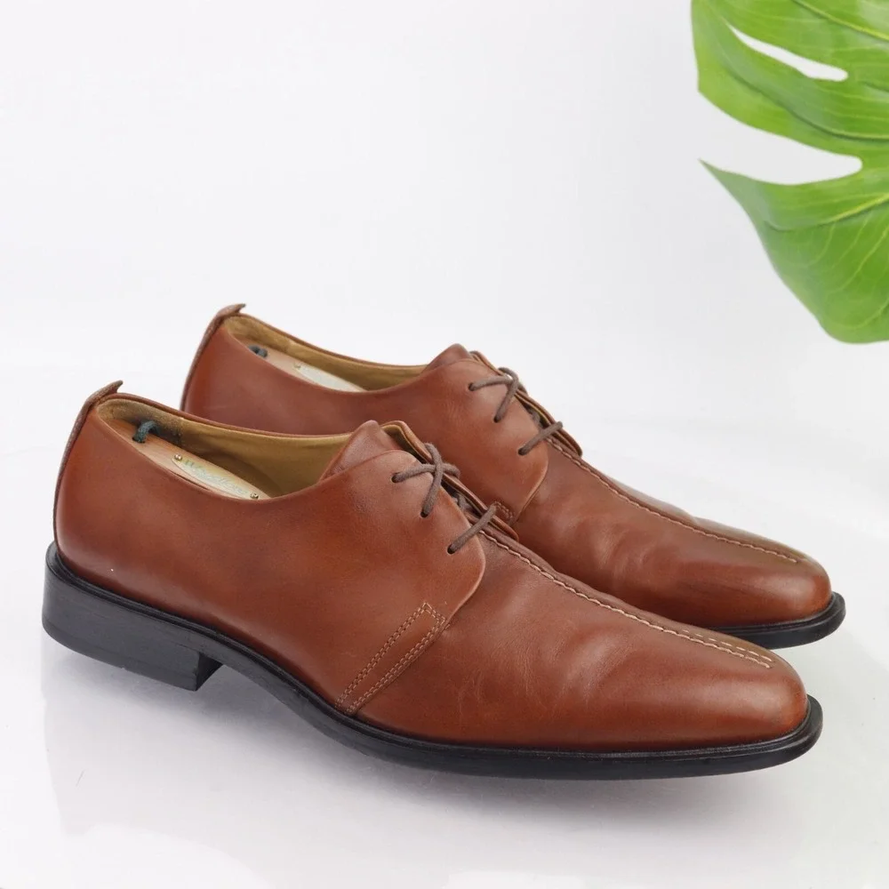 Cole Haan Mens Beckett Oxfords Size 12 M Tan Brown Leather Split Toe Dress Shoes